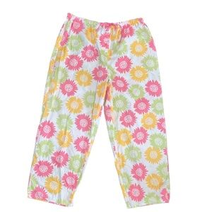 Talbots 100% Cotton long pants XL floral pattern light weight Flirty Romantic